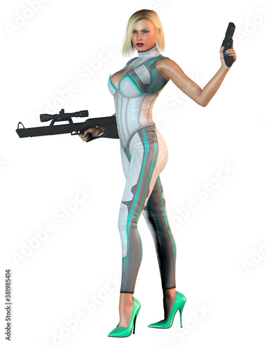 girl with gun and rifle