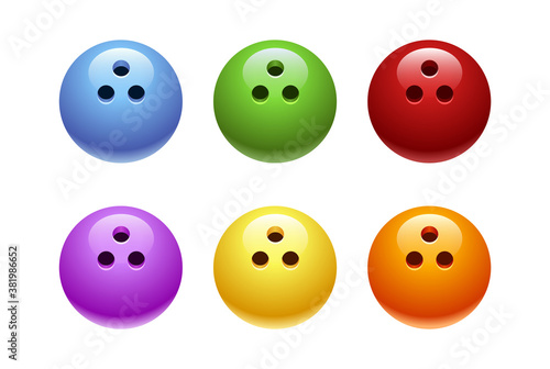 Bowling ball. Bowling icon. Sport game. Set of bowling balls. owling game. Bowling club, tournaments. Sport icon. Skittles with ball. Realistic sphere. Vector illustration. Transparent background.