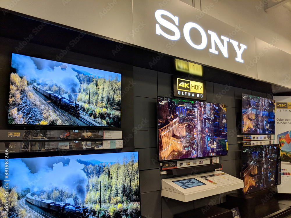 Sony Logo and TV display inside Best Buy Store Photos | Adobe Stock