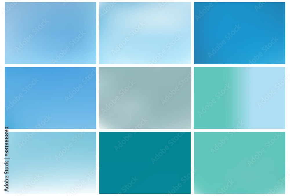 Gradient Blue abstract backgrounds set.