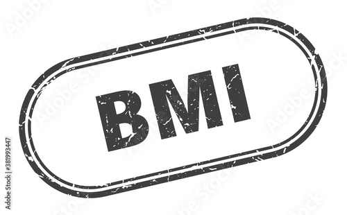 bmi stamp. rounded grunge textured sign. Label