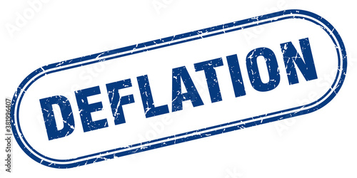deflation stamp. rounded grunge textured sign. Label