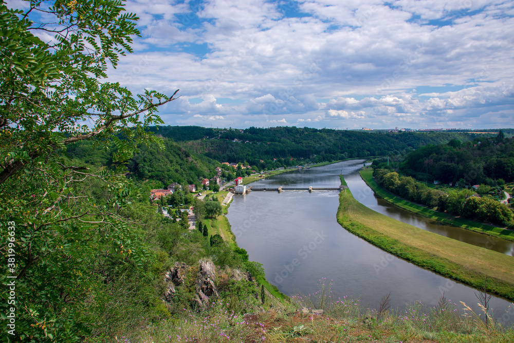 Fototapeta premium Vltava river, Klecany, Czech Republic
