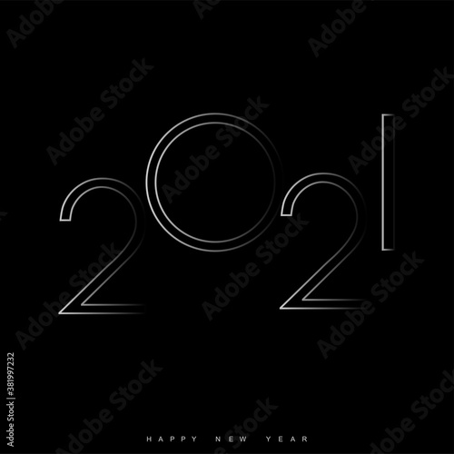 Happy New Year card with modern text. 2021. Vector