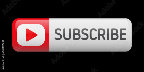 Subscribe button rounded fellow banner isolated on black background. Vector illustration.