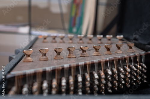 Close-up view of a Santur, Iranian traditional musical instrument.