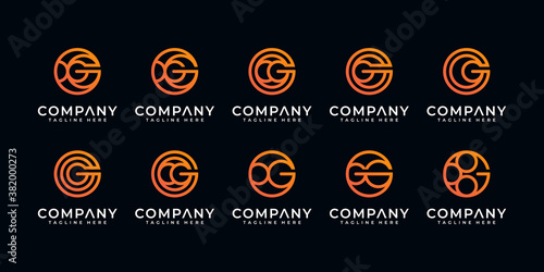 Set of creative letter g logo design template. with circle style