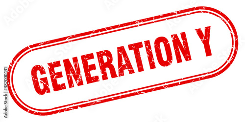 generation y stamp. rounded grunge textured sign. Label
