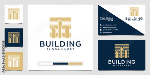 Luxury building inspirational with line art style logo and business card