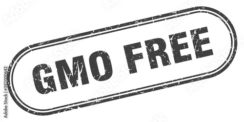 gmo free stamp. rounded grunge textured sign. Label
