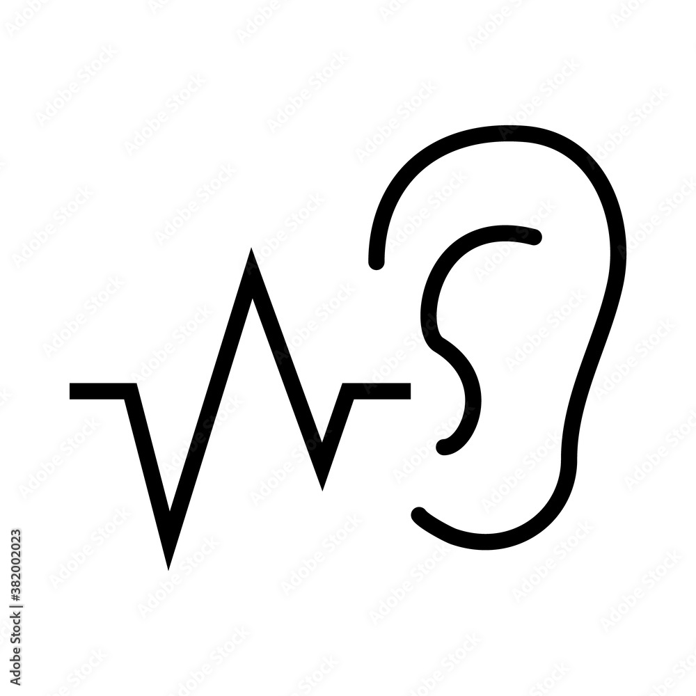 ear shape and sound wave icon, vector illustration ear shape and sound wave icon, vector illustration