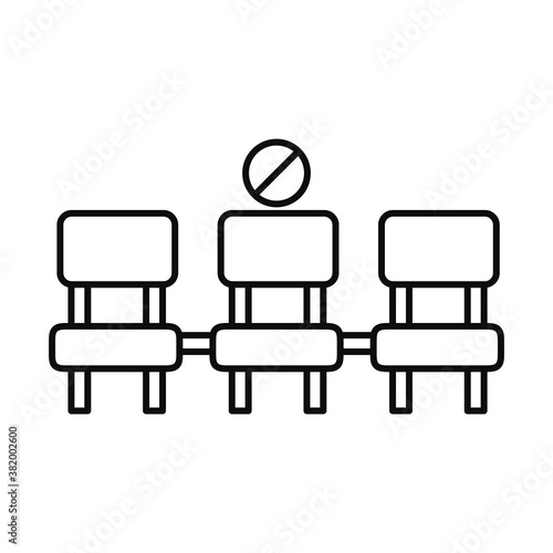 physical distancing or social distance icon chair distance, line style