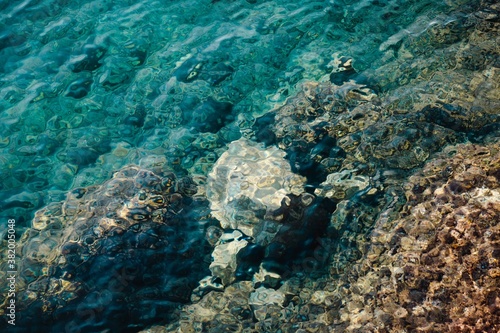 Wonderful green crystal clean water background. Makarska, Croatia