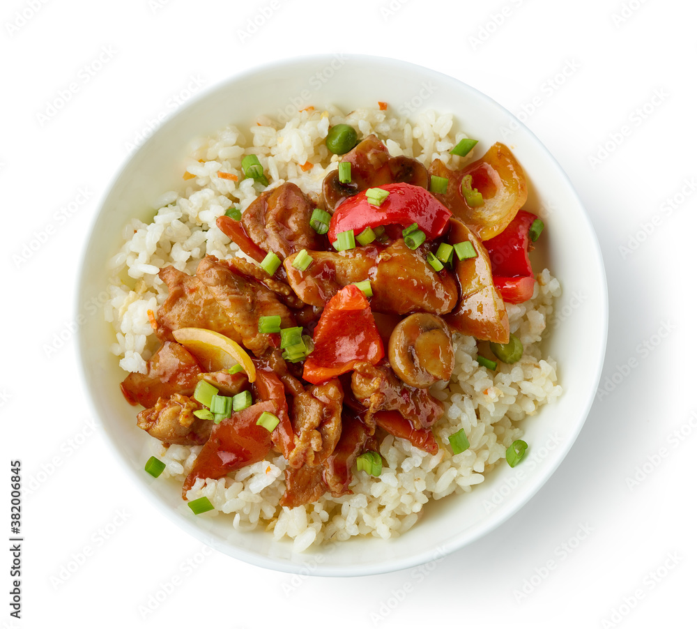 fried rice and vegetables with hot chicken sauce fried rice and vegetables with hot chicken sauce
