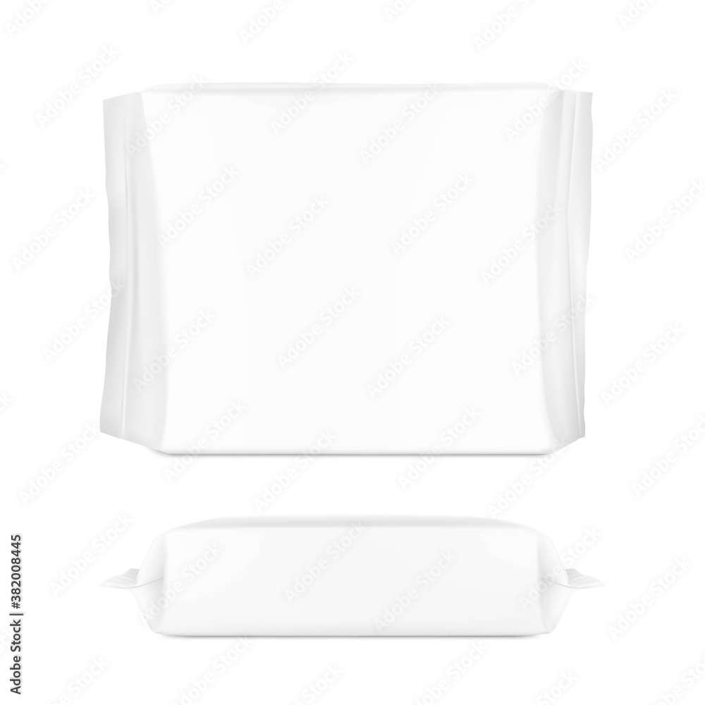 High realistic package bag with seam mockup. Front and side view. Vector illustration isolated on white background. Easy to use for presentation your product, design. EPS10. High realistic package bag with seam mockup. Front and side view. Vector illustration isolated on white background. Easy to use for presentation your product, design. EPS10.