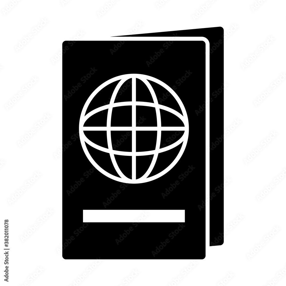 passport document icon, silhouette style passport document icon, silhouette style