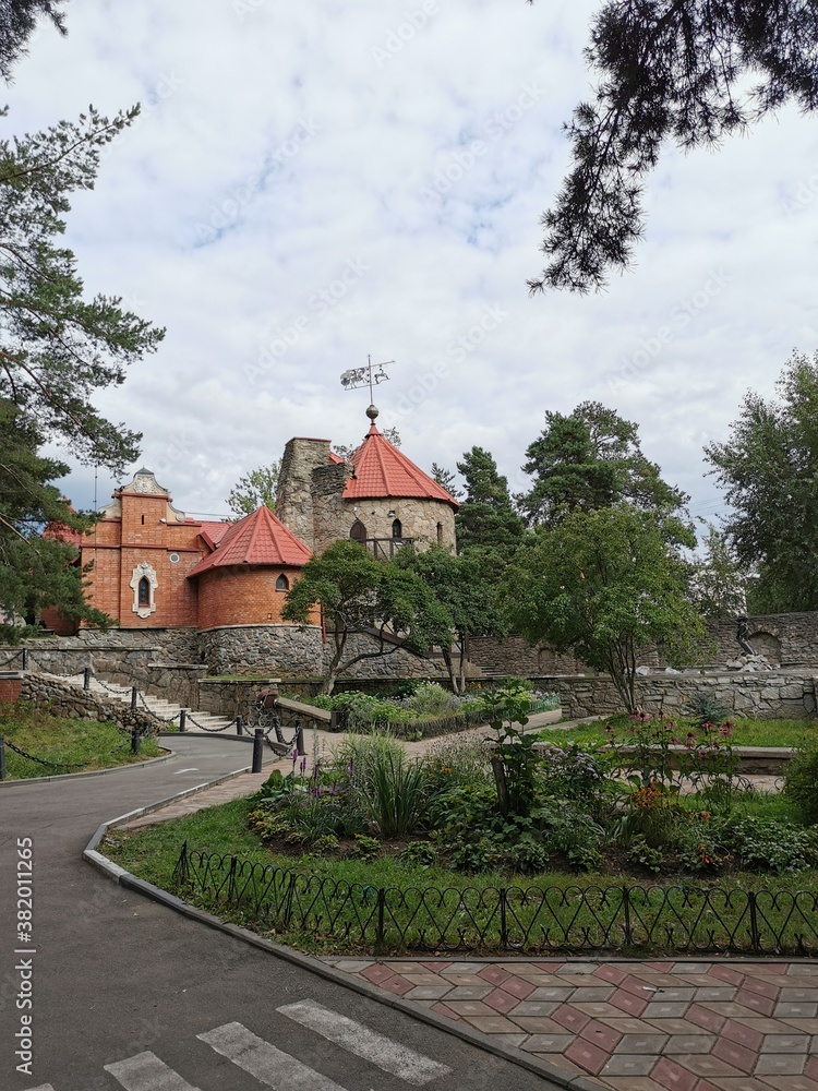 Playground structure in the form of an ancient fortress - Andersengrad, Sosnovy Bor, Leningrad oblast, Russia. Children playground complex Playground structure in the form of an ancient fortress - Andersengrad, Sosnovy Bor, Leningrad oblast, Russia. Children playground complex