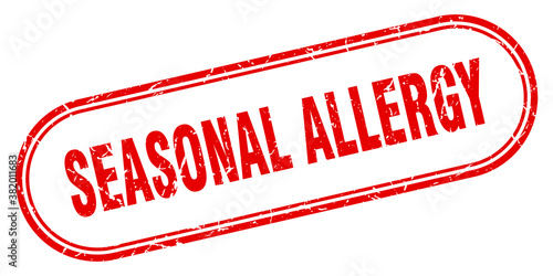 seasonal allergy stamp. rounded grunge textured sign. Label