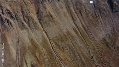 Mountain landscape of Kamchatka Peninsula. Aerial footage 4k video. Autumn mountains. Top view photo