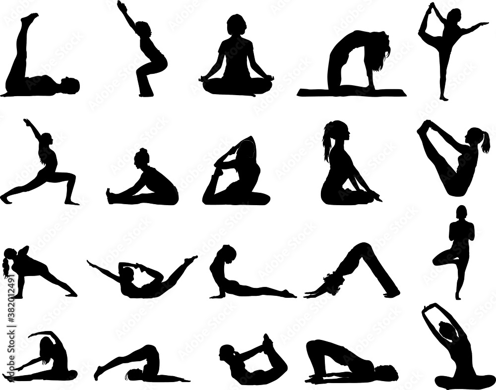 Set of Silhouette Design from the Yoga in Black