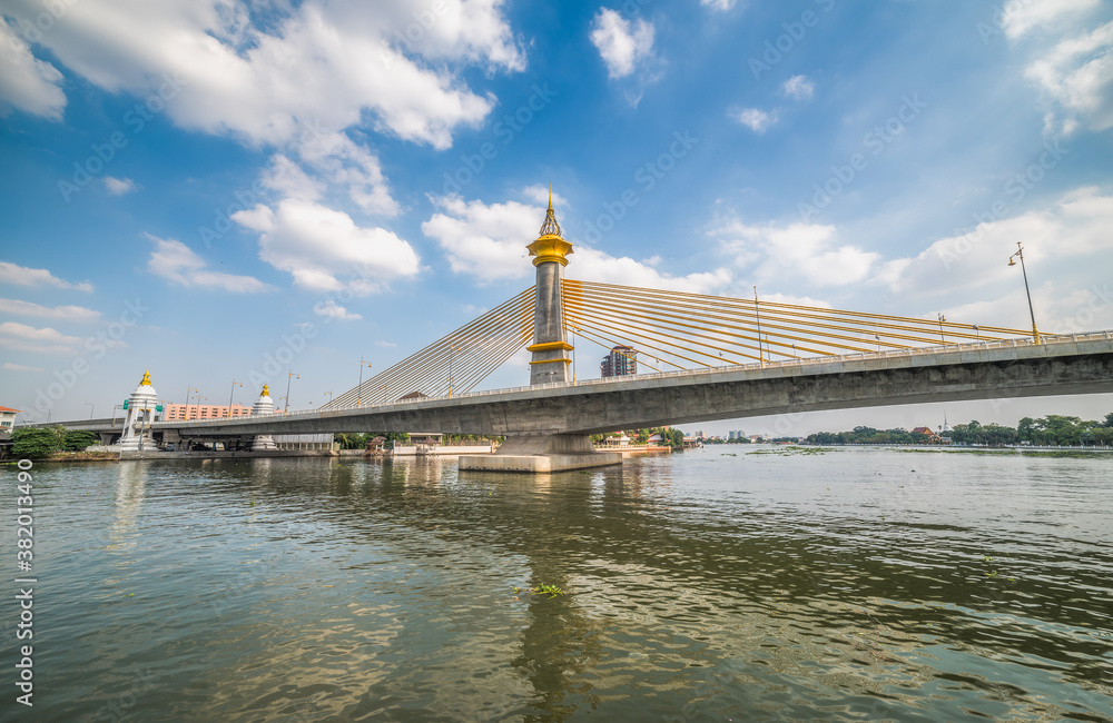 Maha Chesadabodindranusorn Bridge on Chao Phraya River in Bangkok, Thailand