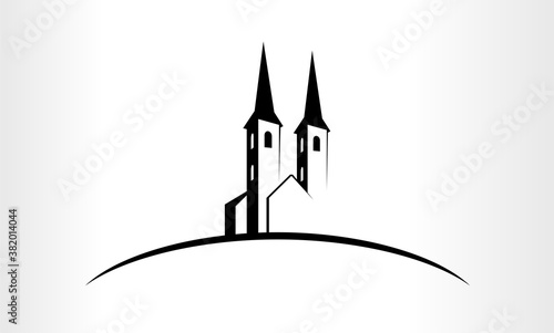Fotografering Vector Illustration of a Church logo emblem