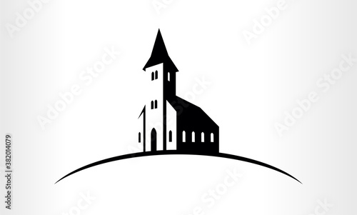 Fotografia, Obraz Vector Illustration of a Church logo emblem