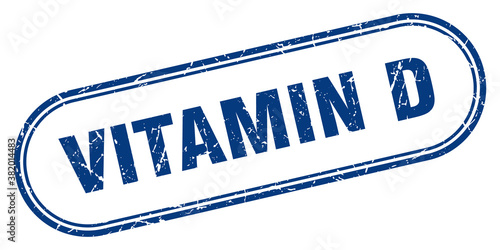 vitamin d stamp. rounded grunge textured sign. Label