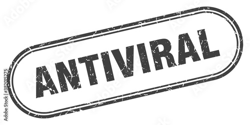 antiviral stamp. rounded grunge textured sign. Label