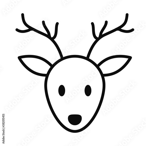 cartoon deer head icon, line style