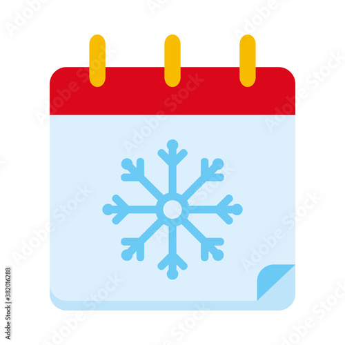 calendar with snowflake icon, flat style