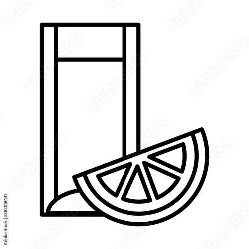 tequila shot and lemon slice, line style