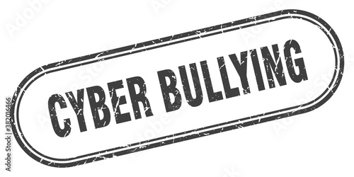 cyber bullying stamp. rounded grunge textured sign. Label