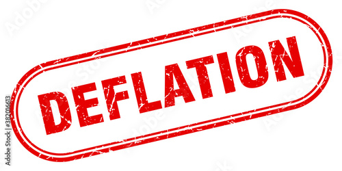 deflation stamp. rounded grunge textured sign. Label
