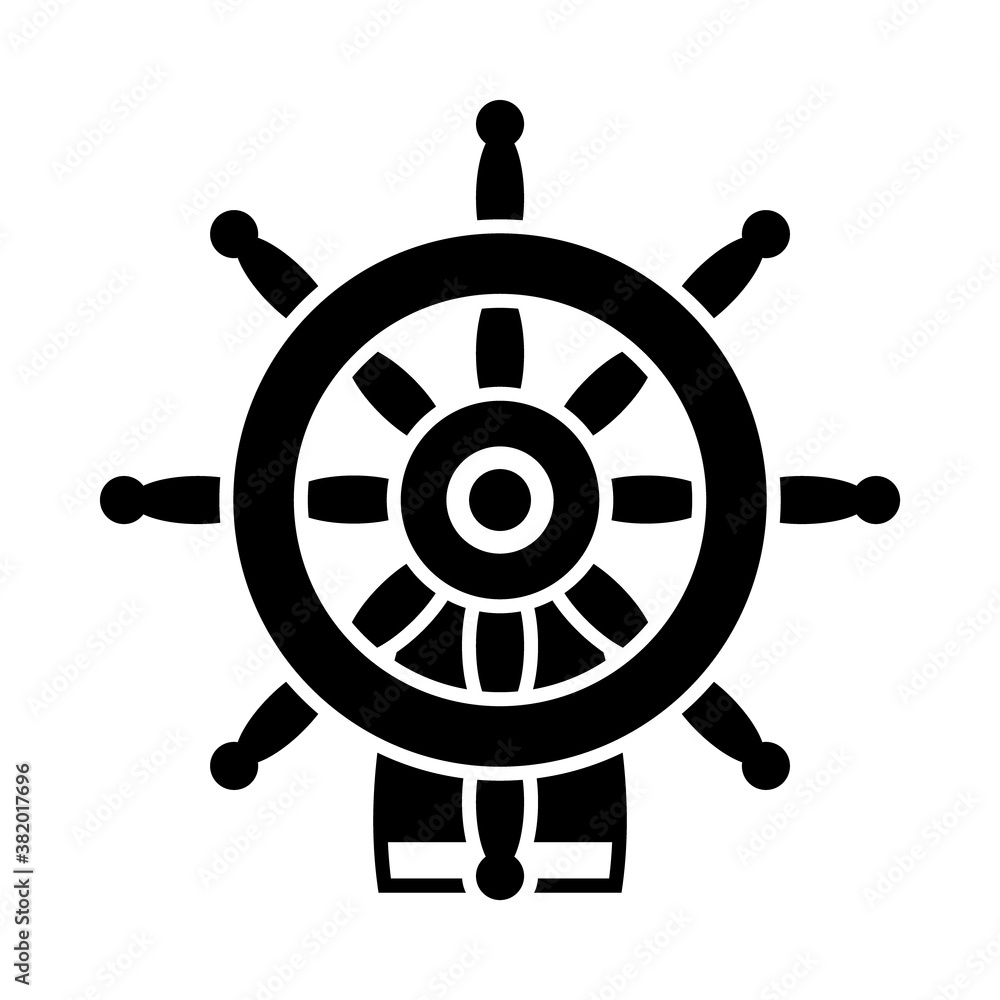 Fototapeta premium rudder wheel icon, silhouette style