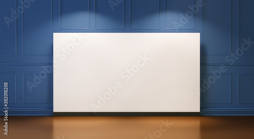 Classic interior with moulding panels. The wall decorated with white wooden panels. Fragment of the classic luxurious interior with of white empty panel. Architectural realistic vector background