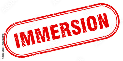 immersion stamp. rounded grunge textured sign. Label