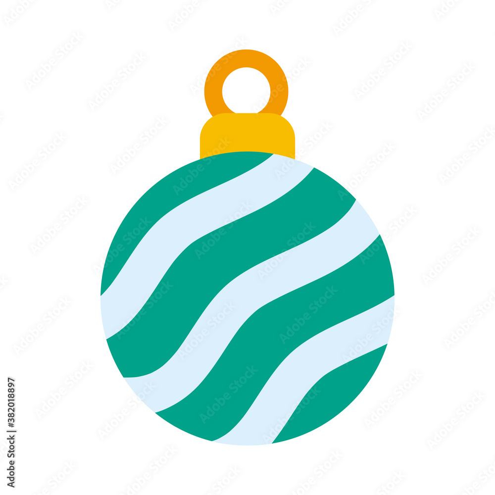 striped christmas ball icon, flat style striped christmas ball icon, flat style