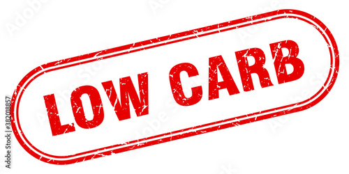 low carb stamp. rounded grunge textured sign. Label