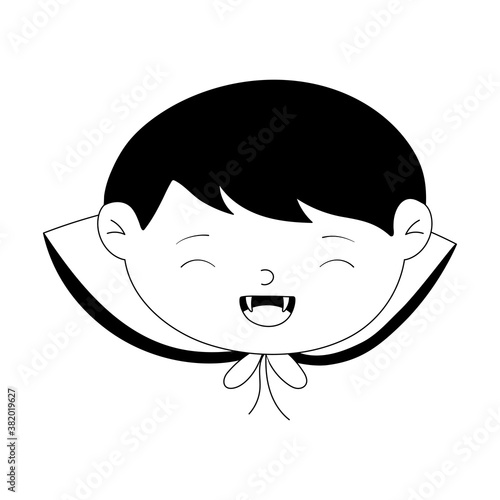 happy halloween, cute face boy dracula costume isolated design icon line style