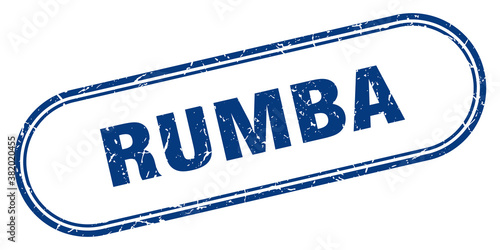 rumba stamp. rounded grunge textured sign. Label
