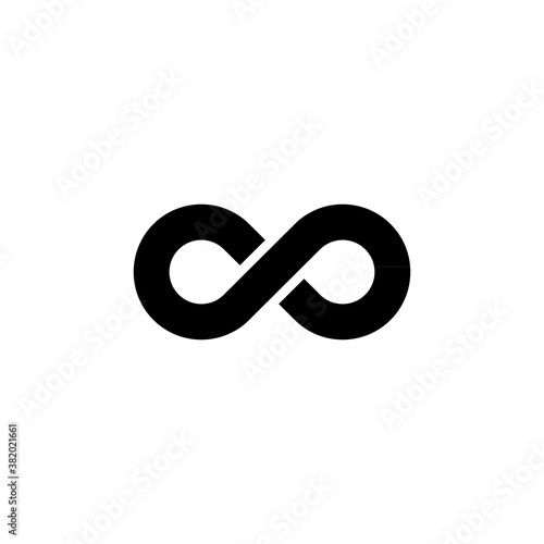 Black infinite symbol isolated on white background