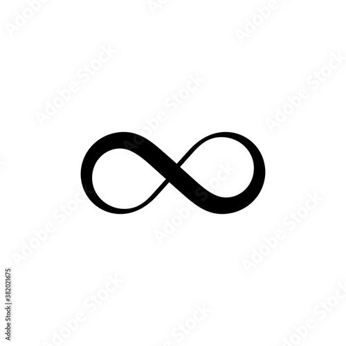Black infinite symbol isolated on white