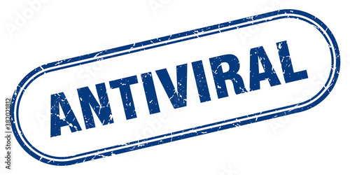 antiviral stamp. rounded grunge textured sign. Label