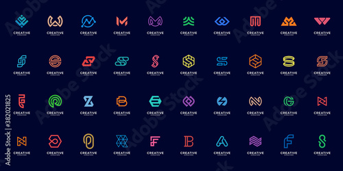 best logo a - z Collection of abstract initial logo designs. colorful minimalist modern for business company.Premium Vector