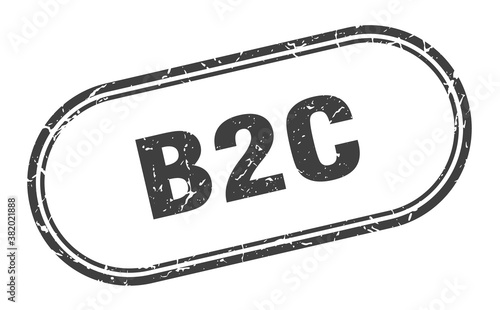 b2c stamp. rounded grunge textured sign. Label