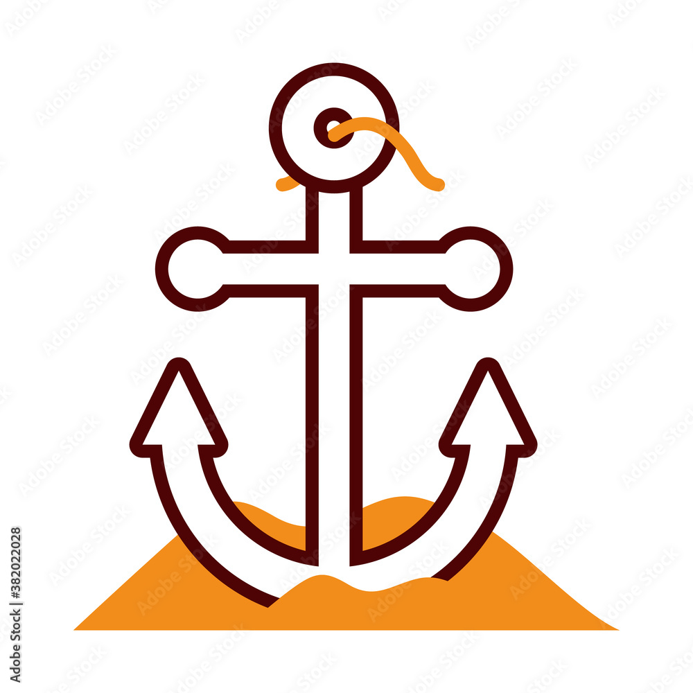 anchor on the sand icon, half line half color style anchor on the sand icon, half line half color style