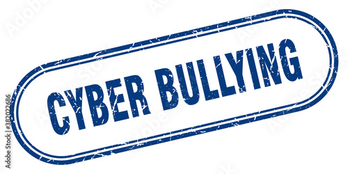 cyber bullying stamp. rounded grunge textured sign. Label