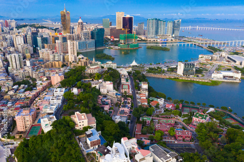Aerial photography of Macao Peninsula City Scenery in China © Weiming