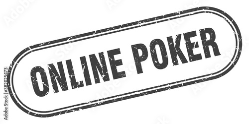 online poker stamp. rounded grunge textured sign. Label
